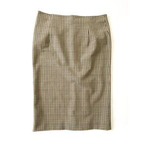 Miu Miu Pencil Midi Skirt Check Brown Black Size 44 IT US 8